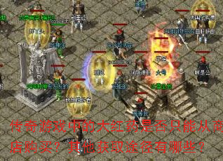 传奇游戏中的大红药是否只能从商店购买?其他获取途径有哪些? 传奇游戏中的大红药是否只能从商店购买?其他获取途径有哪些?