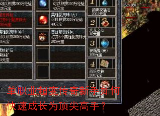 单职业超变传奇新手如何快速成长为顶尖高手? 单职业超变传奇新手如何快速成长为顶尖高手?