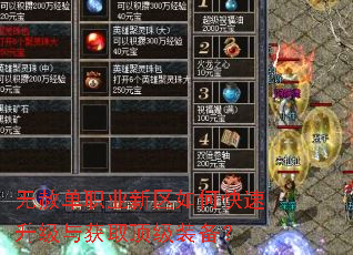 无赦单职业新区如何快速升级与获取顶级装备? 无赦单职业新区如何快速升级与获取顶级装备?