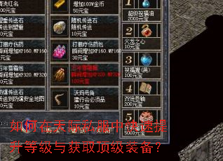 如何在天际私服中快速提升等级与获取顶级装备? 如何在天际私服中快速提升等级与获取顶级装备?
